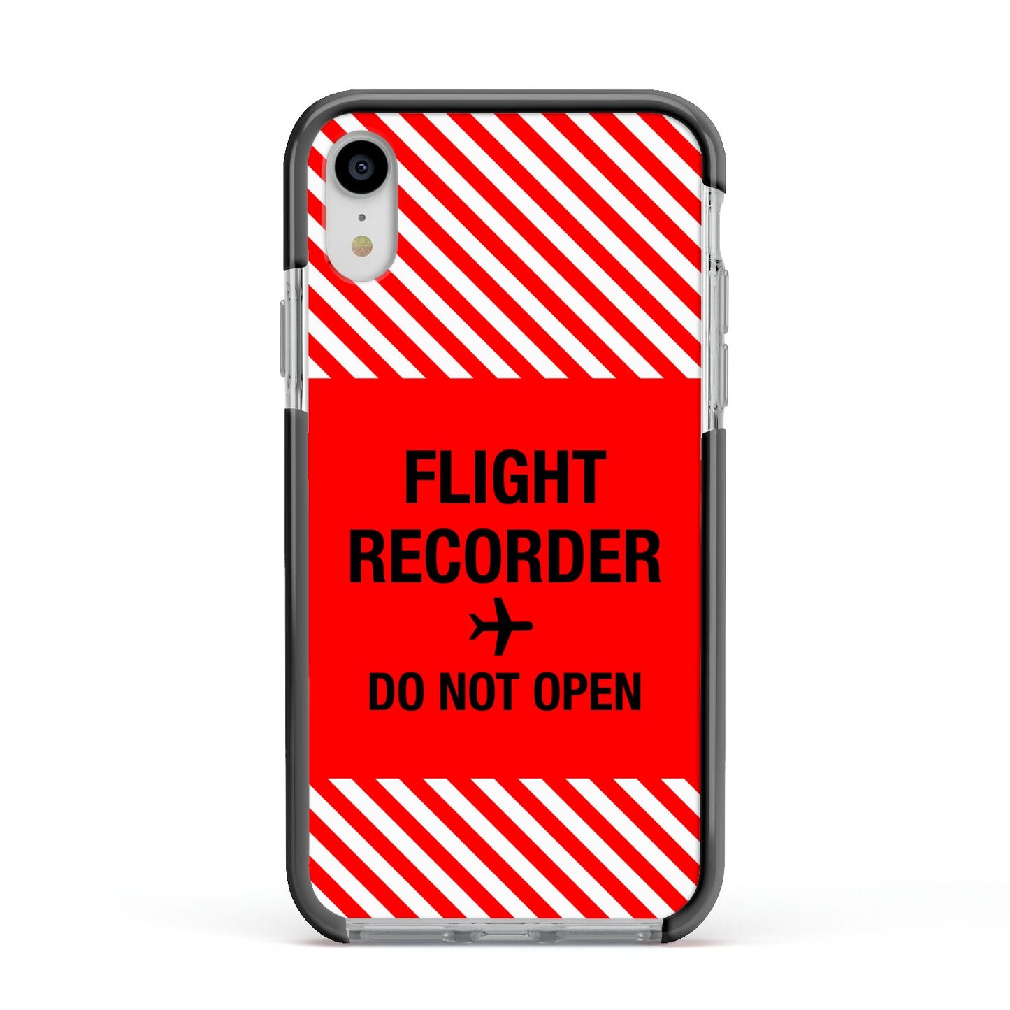 Flight Recorder Apple iPhone XR Impact Case Black Edge on Silver Phone