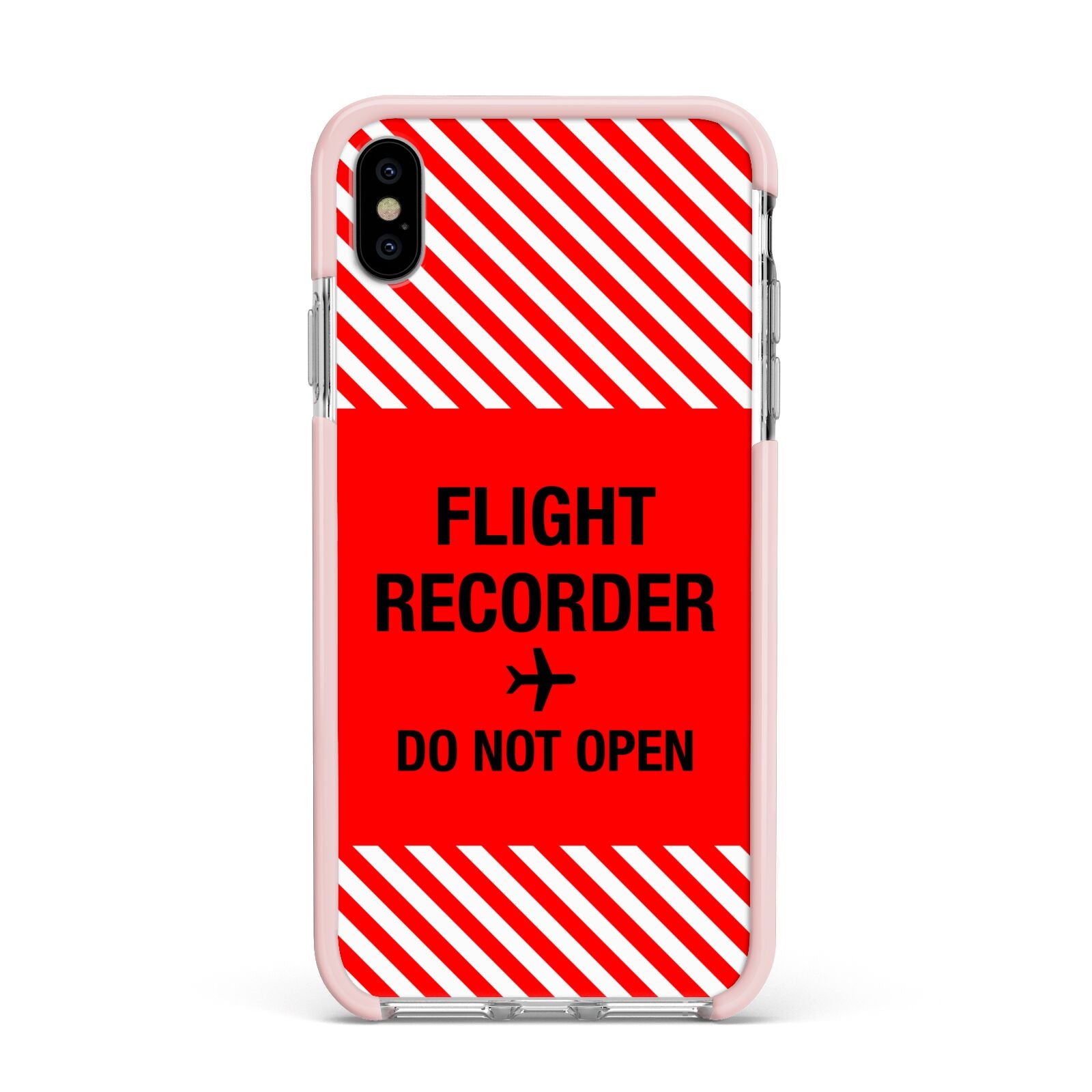 Flight Recorder Apple iPhone Xs Max Impact Case Pink Edge on Silver Phone