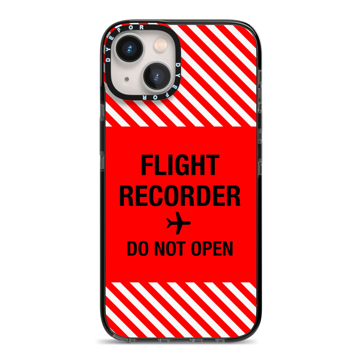Flight Recorder iPhone 13 Black Impact Case on Silver phone
