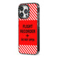 Flight Recorder iPhone 13 Pro Black Impact Case Side Angle on Silver phone