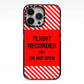 Flight Recorder iPhone 13 Pro Black Impact Case on Silver phone