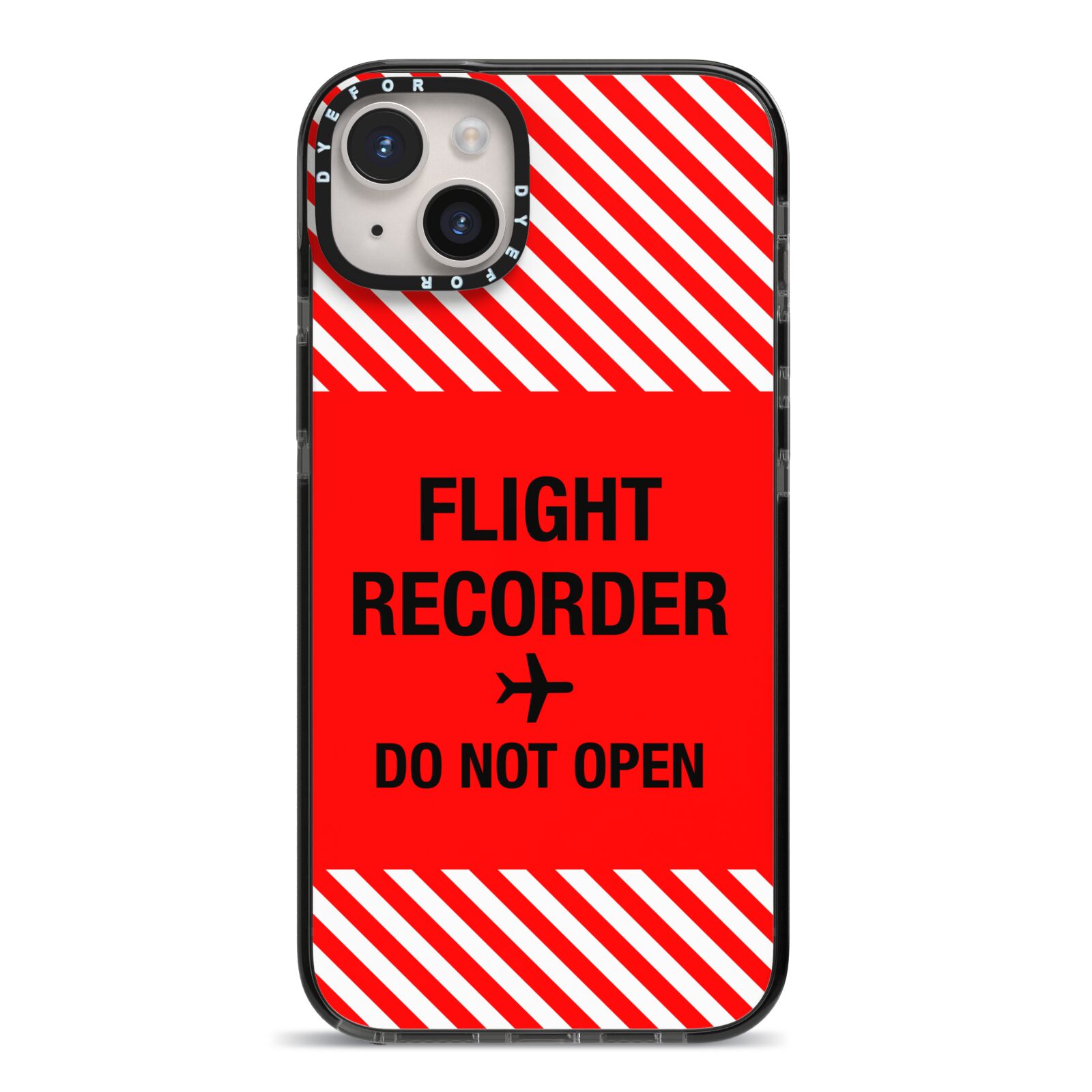 Flight Recorder iPhone 14 Plus Black Impact Case on Silver phone