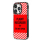 Flight Recorder iPhone 14 Pro Black Impact Case Side Angle on Silver phone