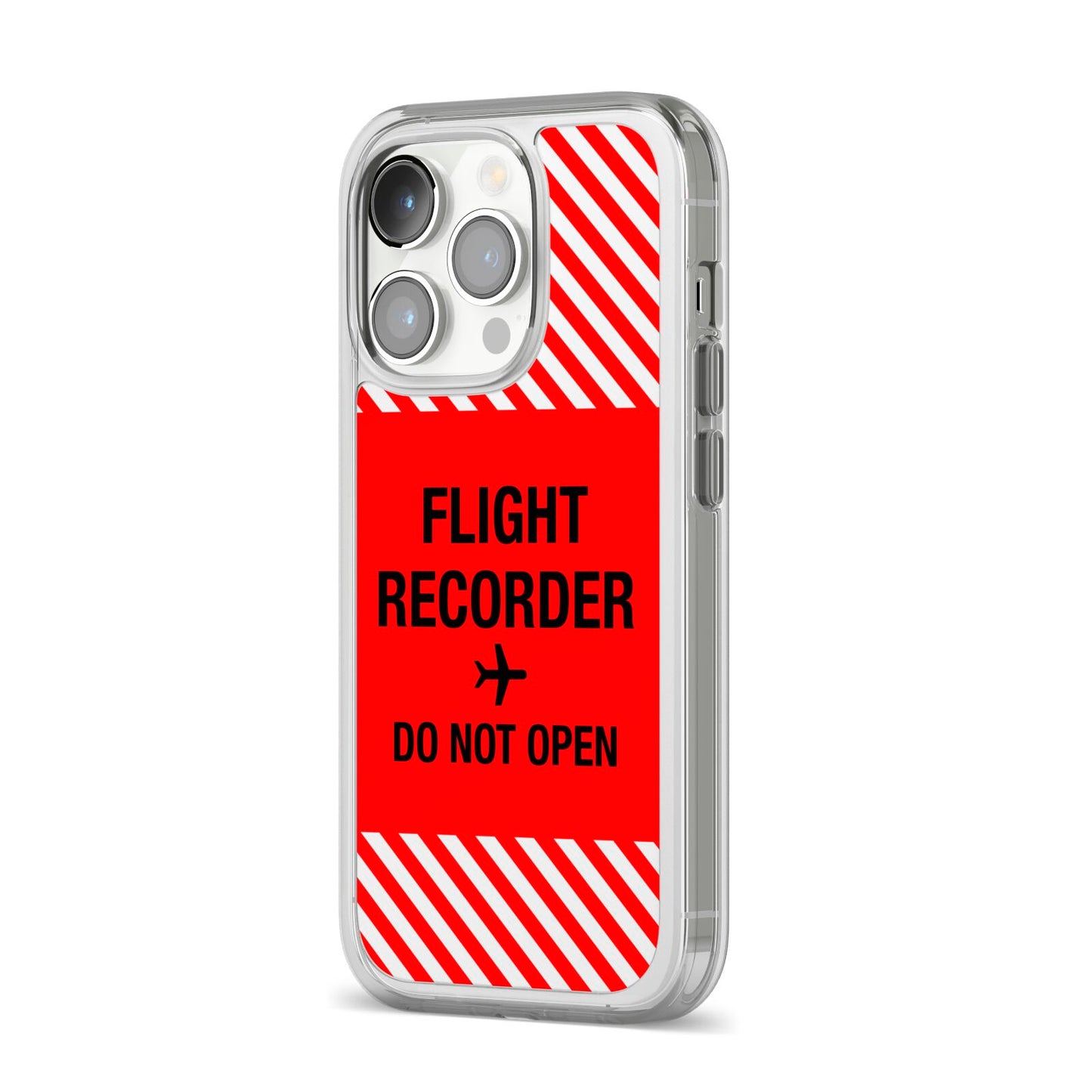 Flight Recorder iPhone 14 Pro Clear Tough Case Silver Angled Image
