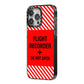 Flight Recorder iPhone 14 Pro Max Black Impact Case Side Angle on Silver phone