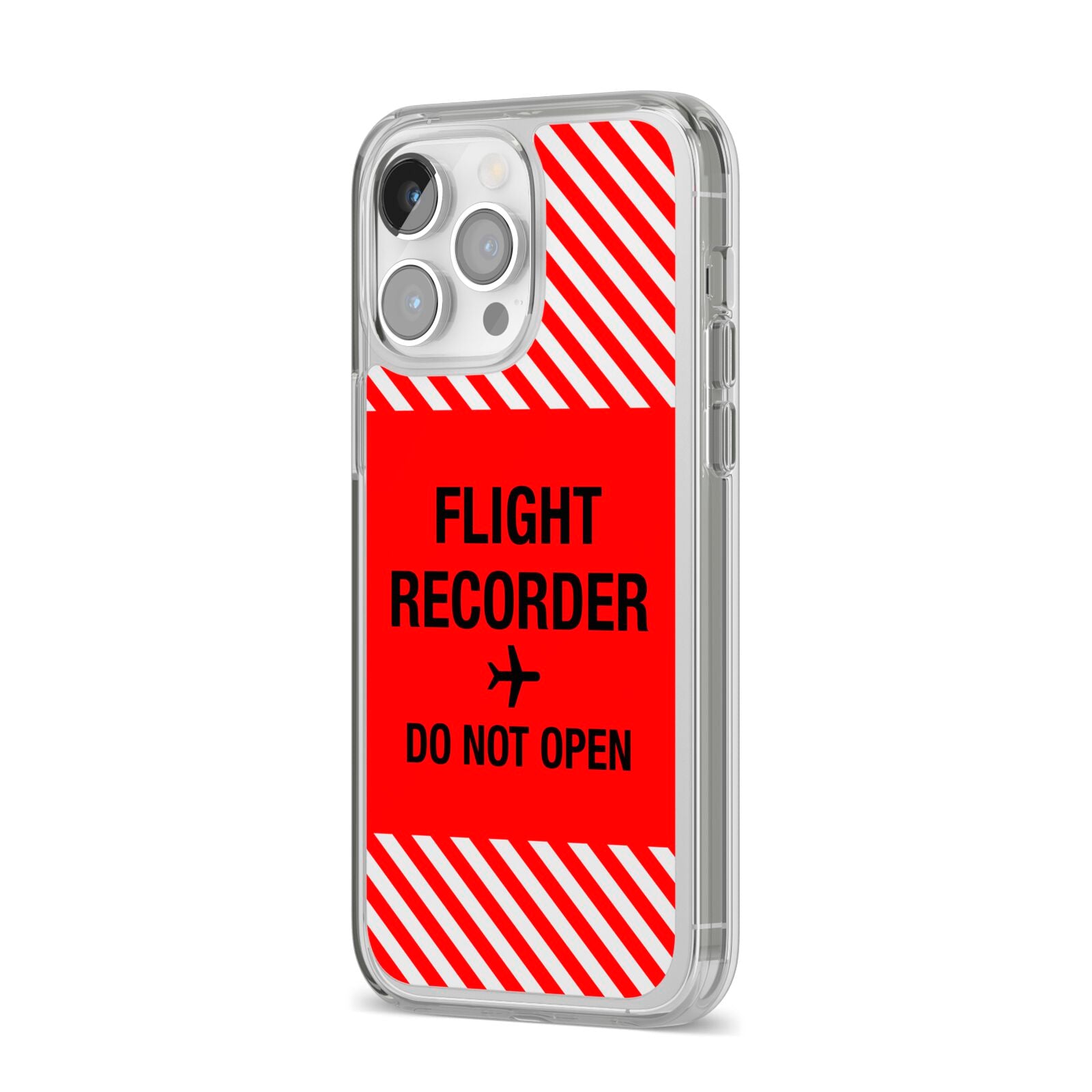 Flight Recorder iPhone 14 Pro Max Clear Tough Case Silver Angled Image