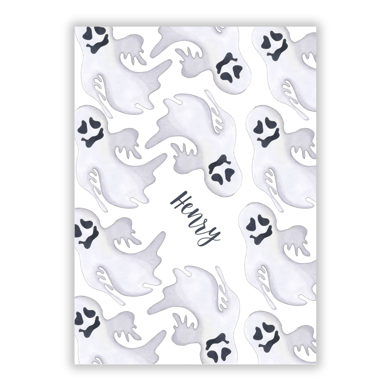 Floaty Ghosts Personalised A5 Flat Greetings Card
