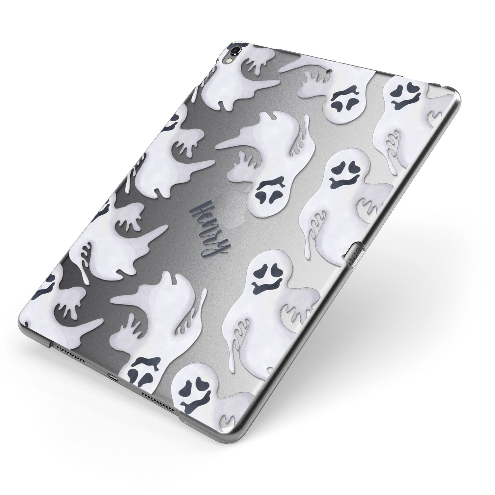 Floaty Ghosts Personalised Apple iPad Case on Grey iPad Side View