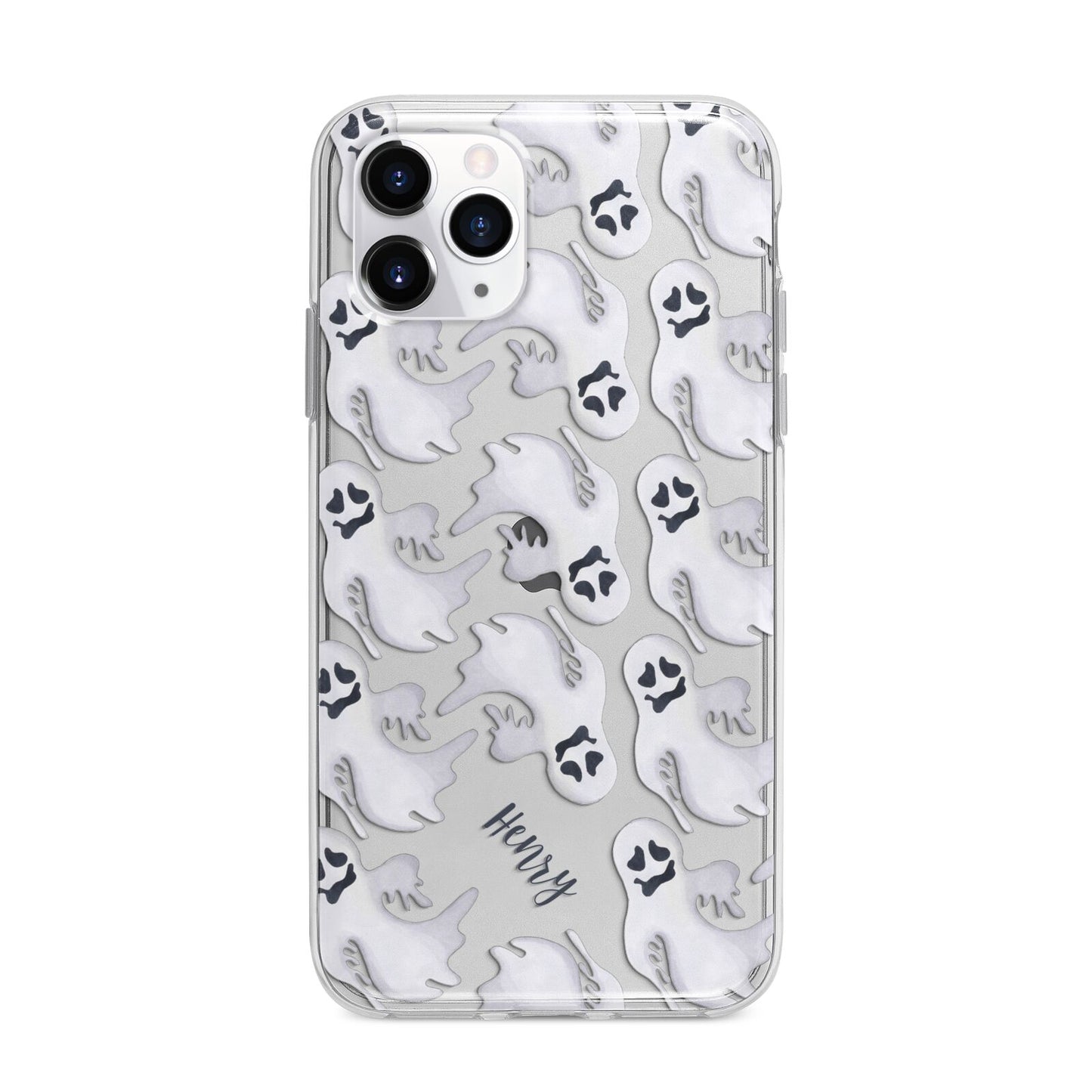 Floaty Ghosts Personalised Apple iPhone 11 Pro Max in Silver with Bumper Case