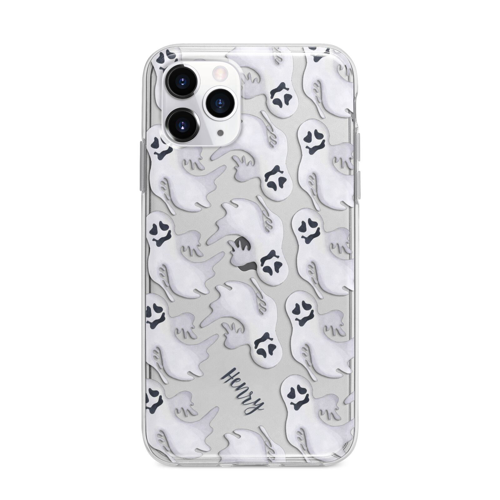 Floaty Ghosts Personalised Apple iPhone 11 Pro Max in Silver with Bumper Case