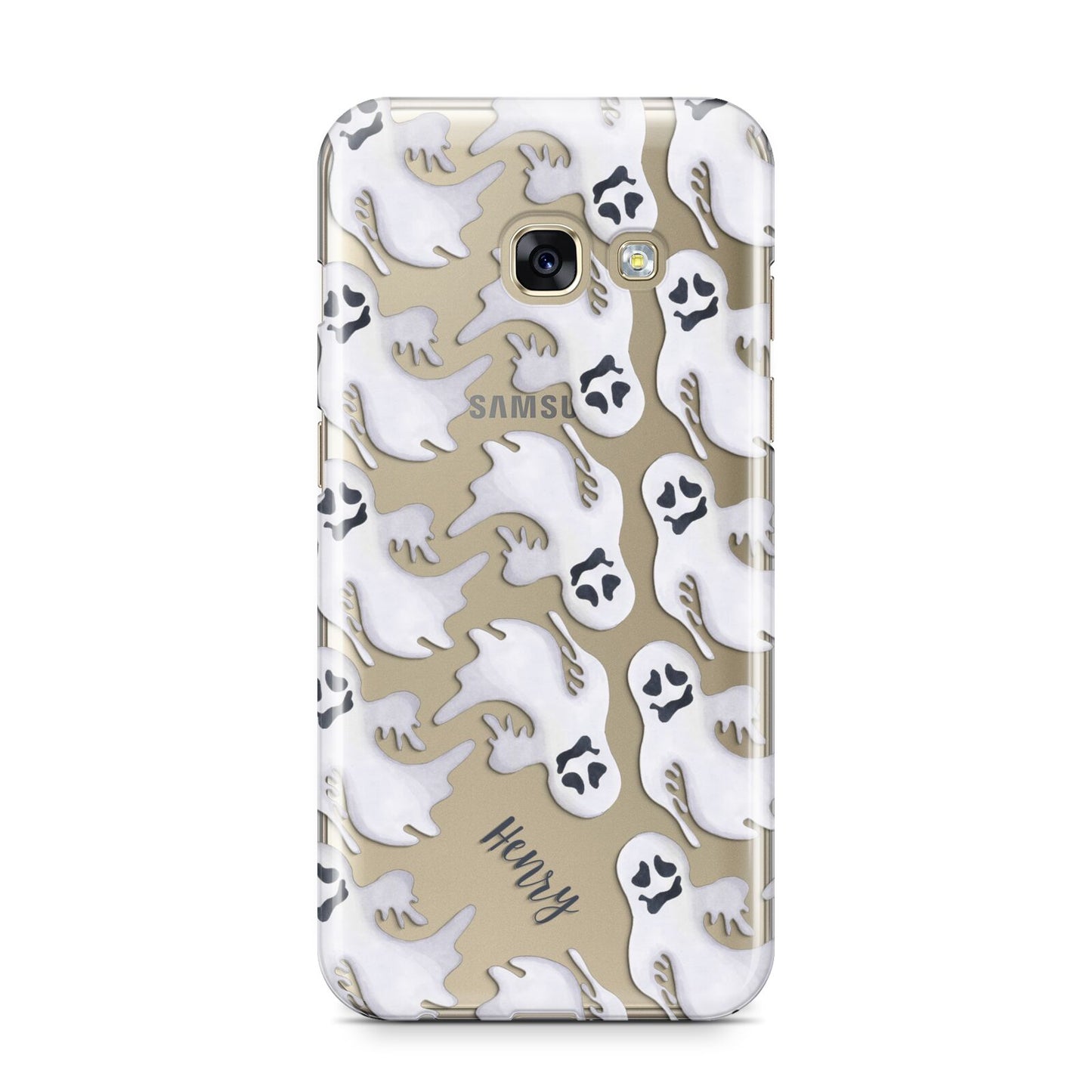 Floaty Ghosts Personalised Samsung Galaxy A3 2017 Case on gold phone