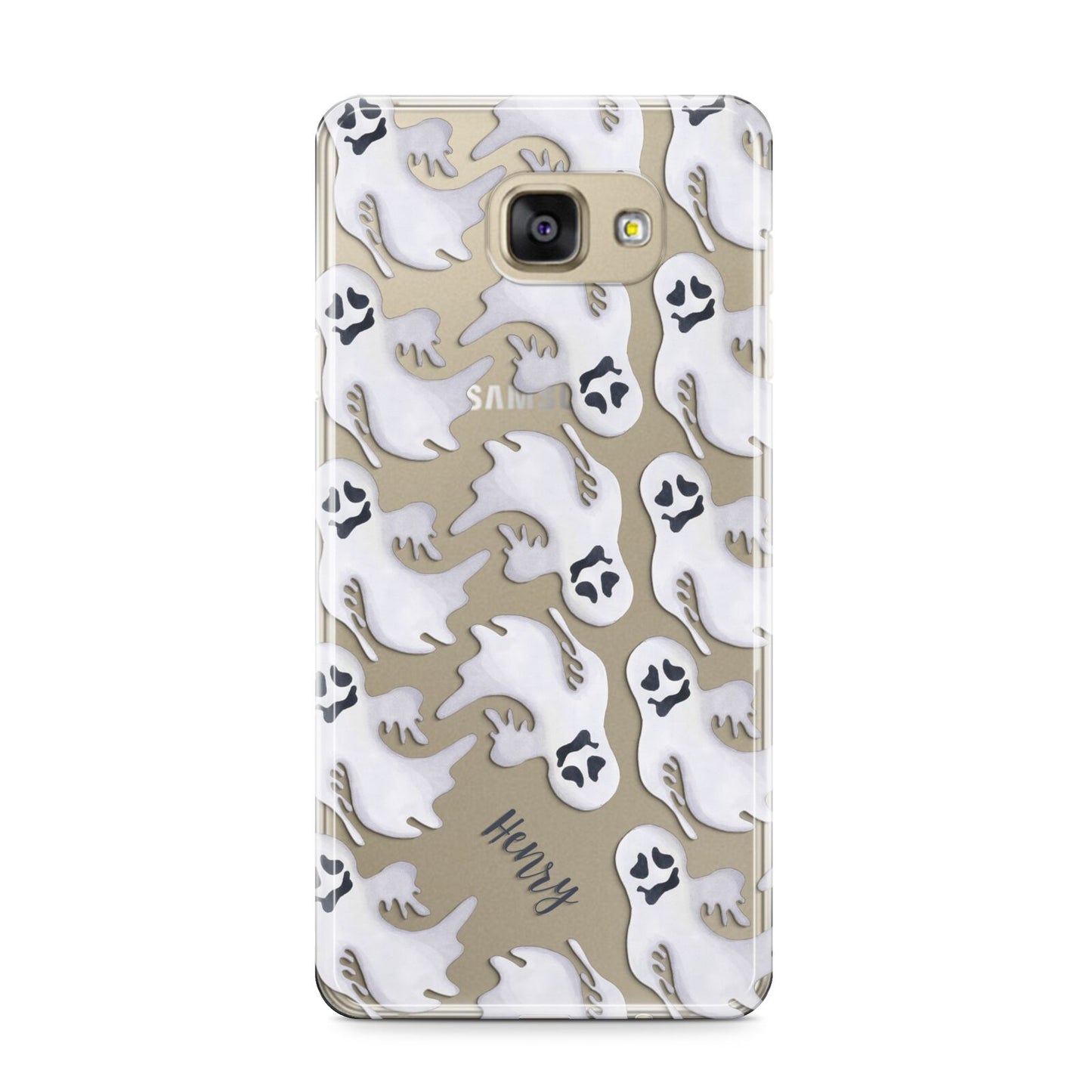 Floaty Ghosts Personalised Samsung Galaxy A9 2016 Case on gold phone