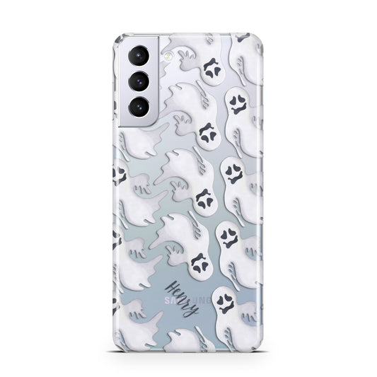 Floaty Ghosts Personalised Samsung S21 Plus Phone Case