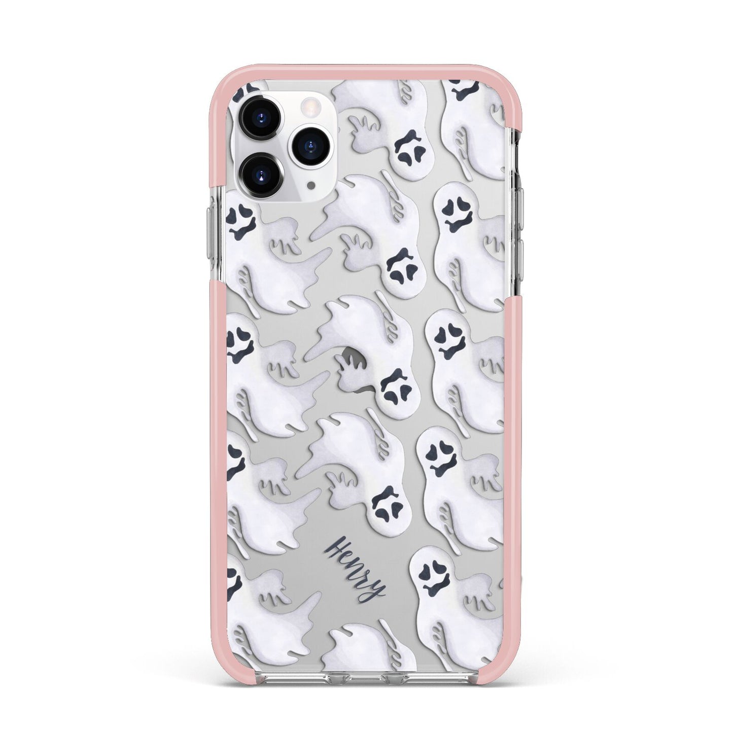 Floaty Ghosts Personalised iPhone 11 Pro Max Impact Pink Edge Case
