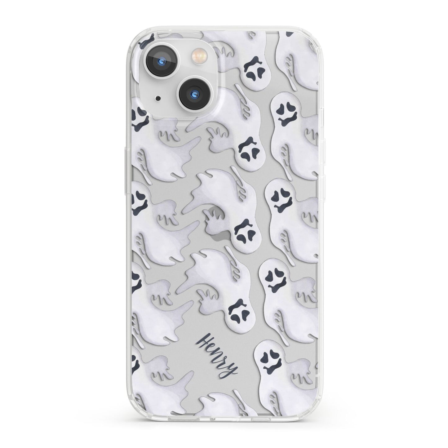 Floaty Ghosts Personalised iPhone 13 Clear Bumper Case