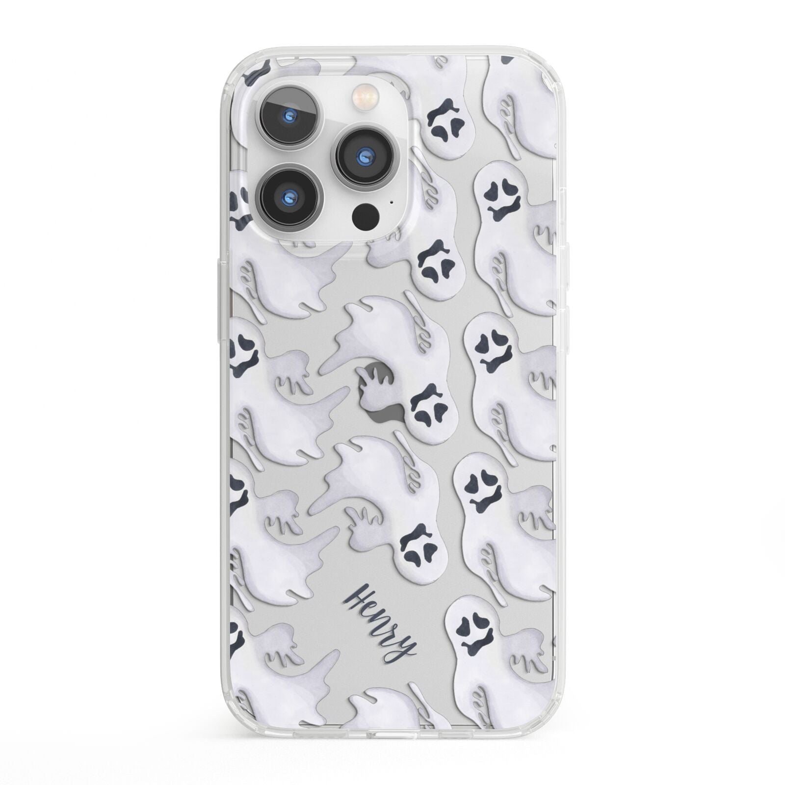 Floaty Ghosts Personalised iPhone 13 Pro Clear Bumper Case