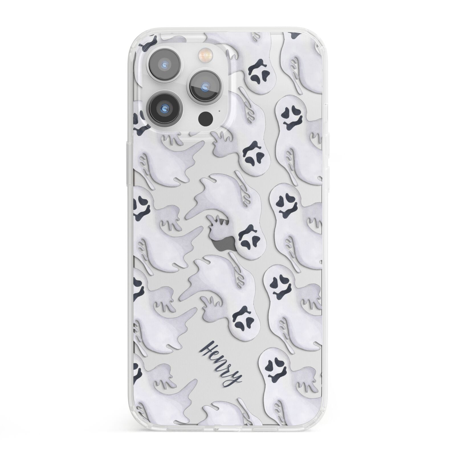 Floaty Ghosts Personalised iPhone 13 Pro Max Clear Bumper Case