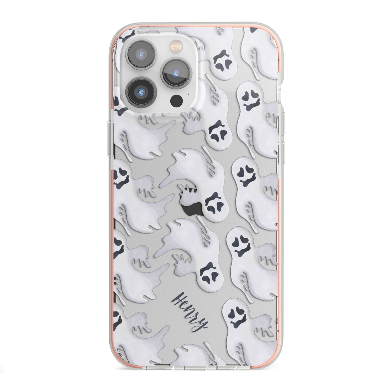 Floaty Ghosts Personalised iPhone 13 Pro Max TPU Impact Case with Pink Edges