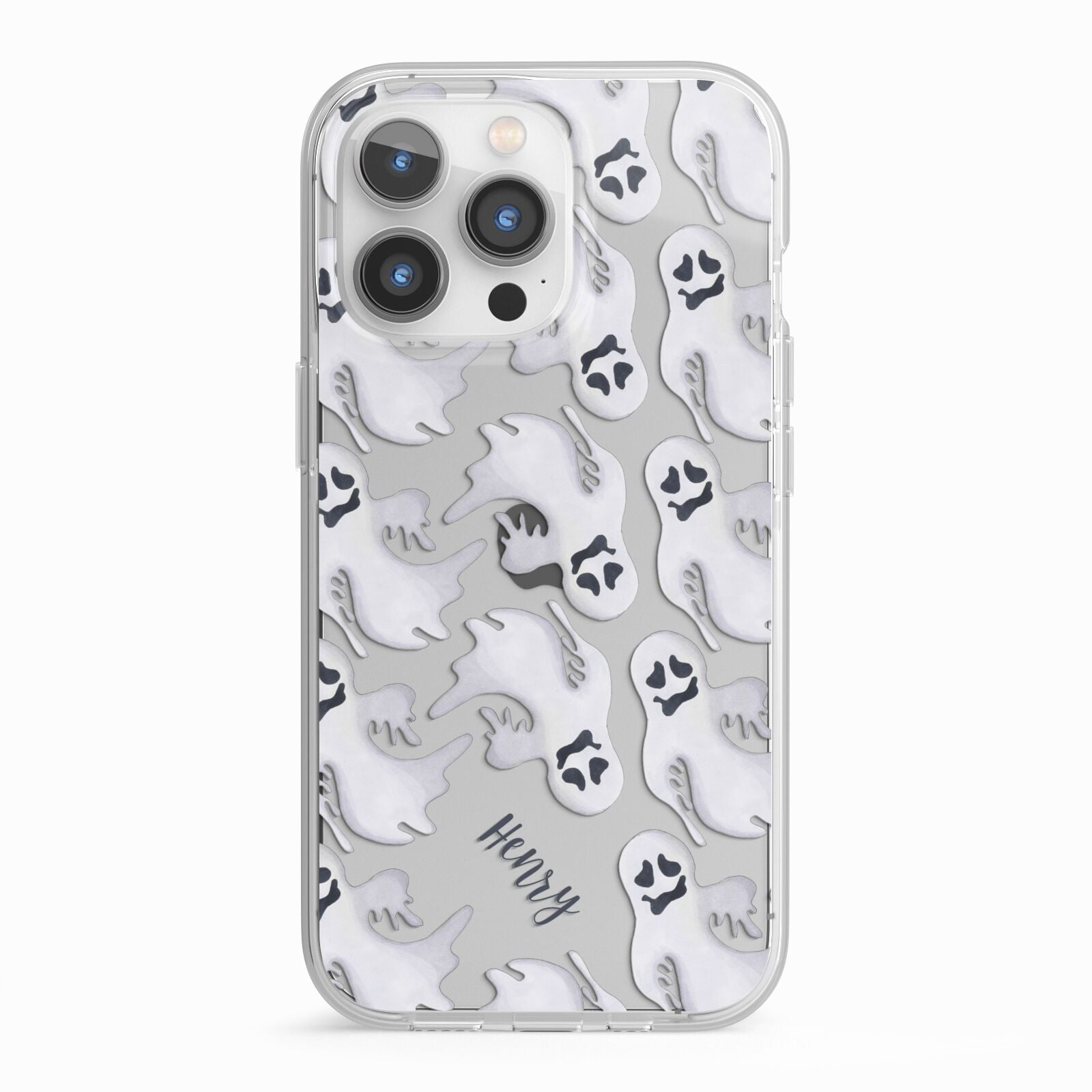 Floaty Ghosts Personalised iPhone 13 Pro TPU Impact Case with White Edges