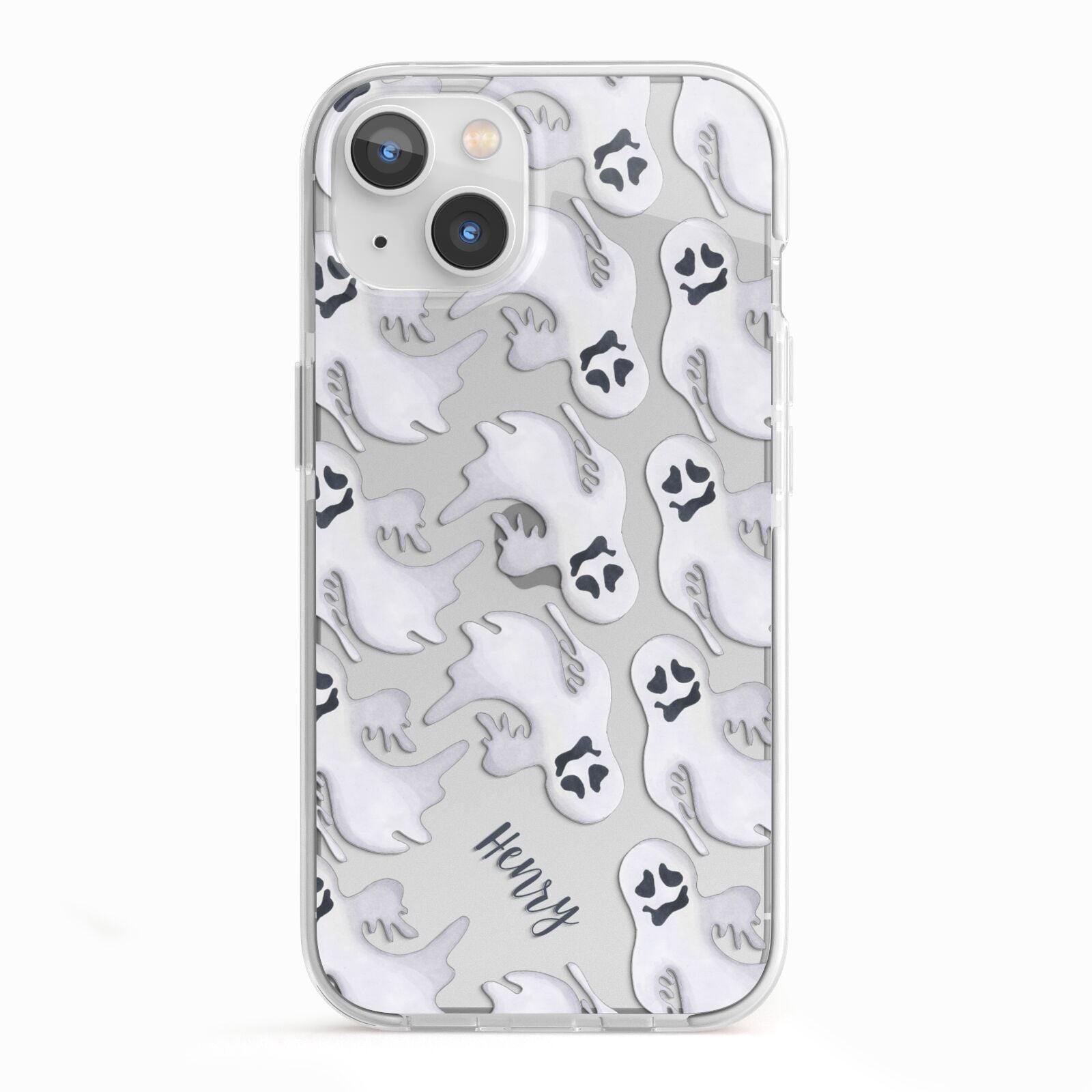 Floaty Ghosts Personalised iPhone 13 TPU Impact Case with White Edges