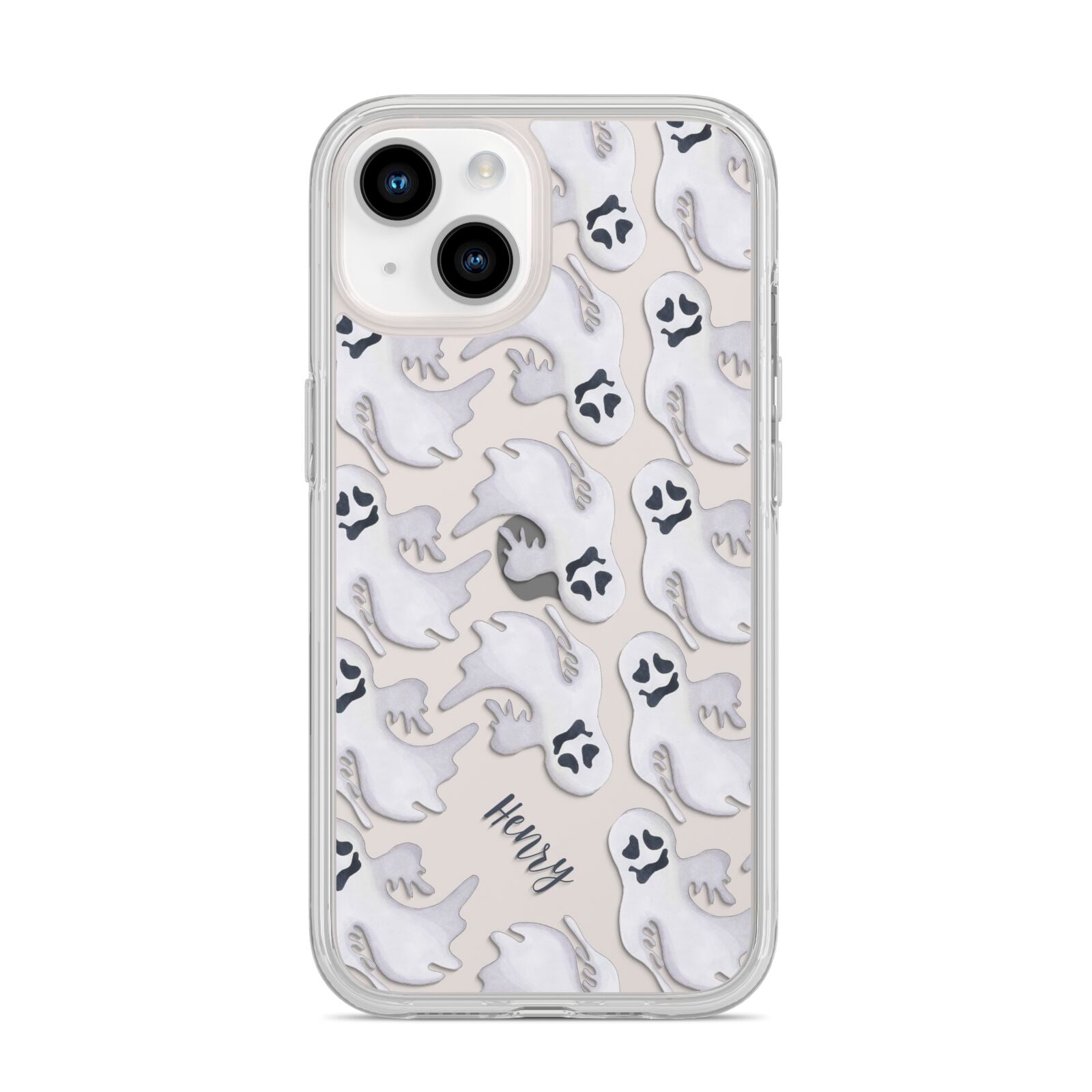 Floaty Ghosts Personalised iPhone 14 Clear Tough Case Starlight