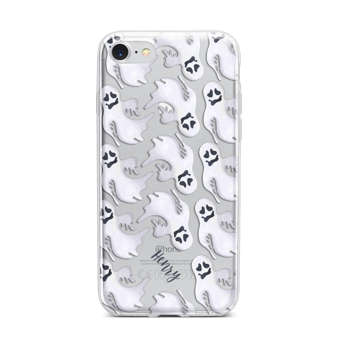 Floaty Ghosts Personalised iPhone 7 Bumper Case on Silver iPhone