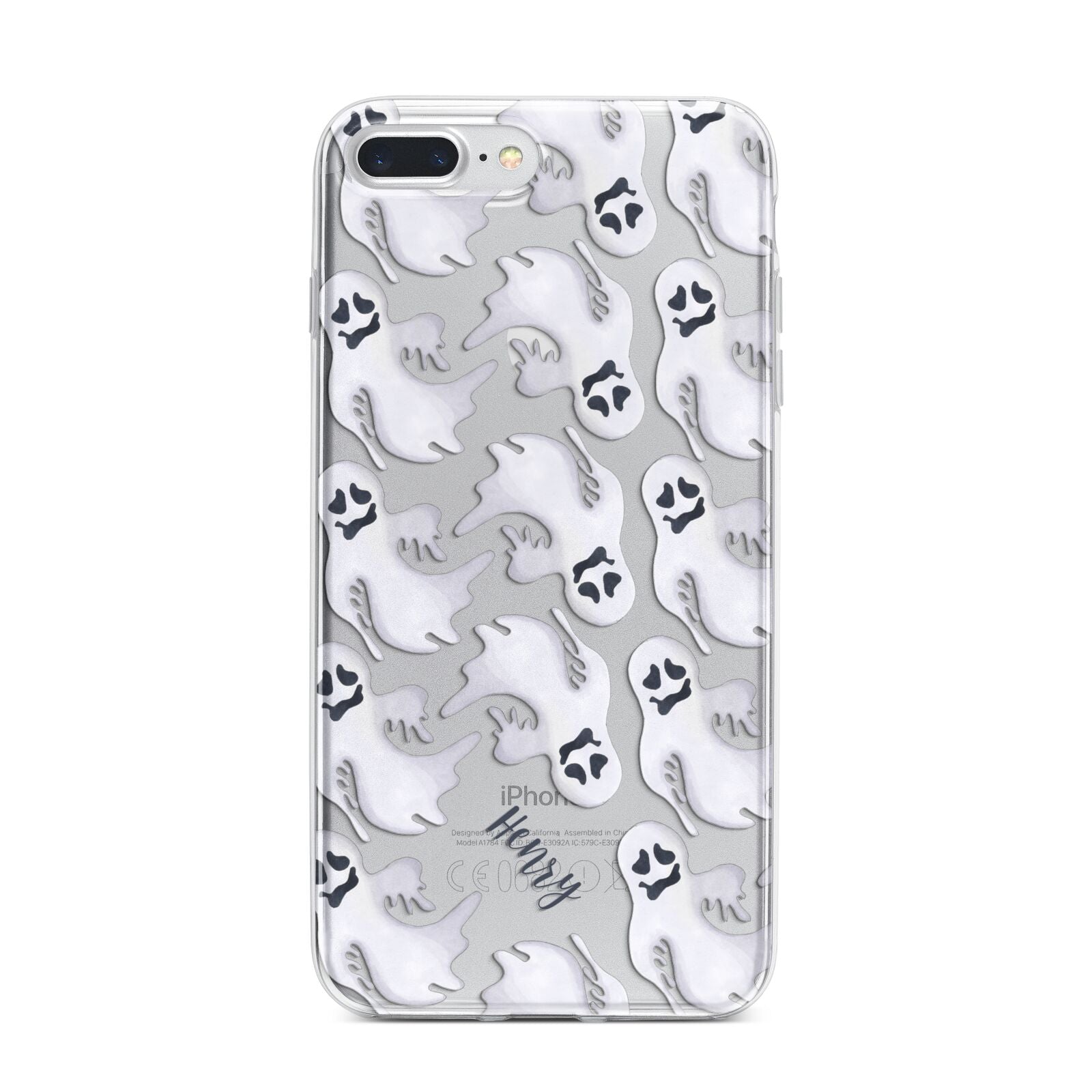 Floaty Ghosts Personalised iPhone 7 Plus Bumper Case on Silver iPhone