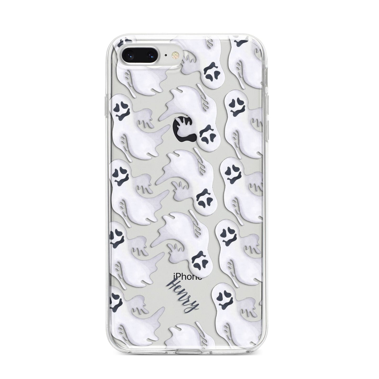 Floaty Ghosts Personalised iPhone 8 Plus Bumper Case on Silver iPhone