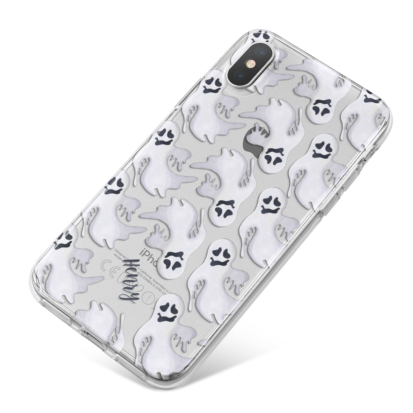 Floaty Ghosts Personalised iPhone X Bumper Case on Silver iPhone