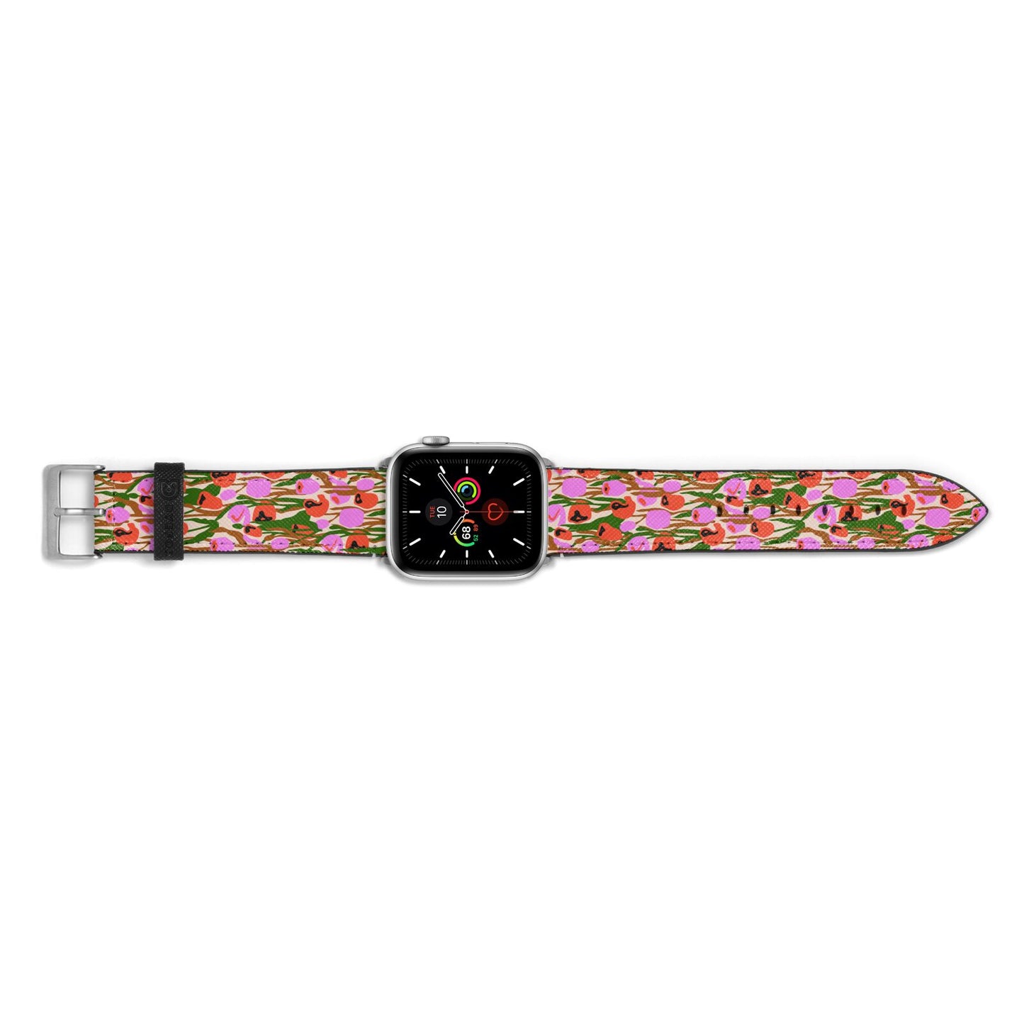 Floral Apple Watch Strap Landscape Image Silver Hardware