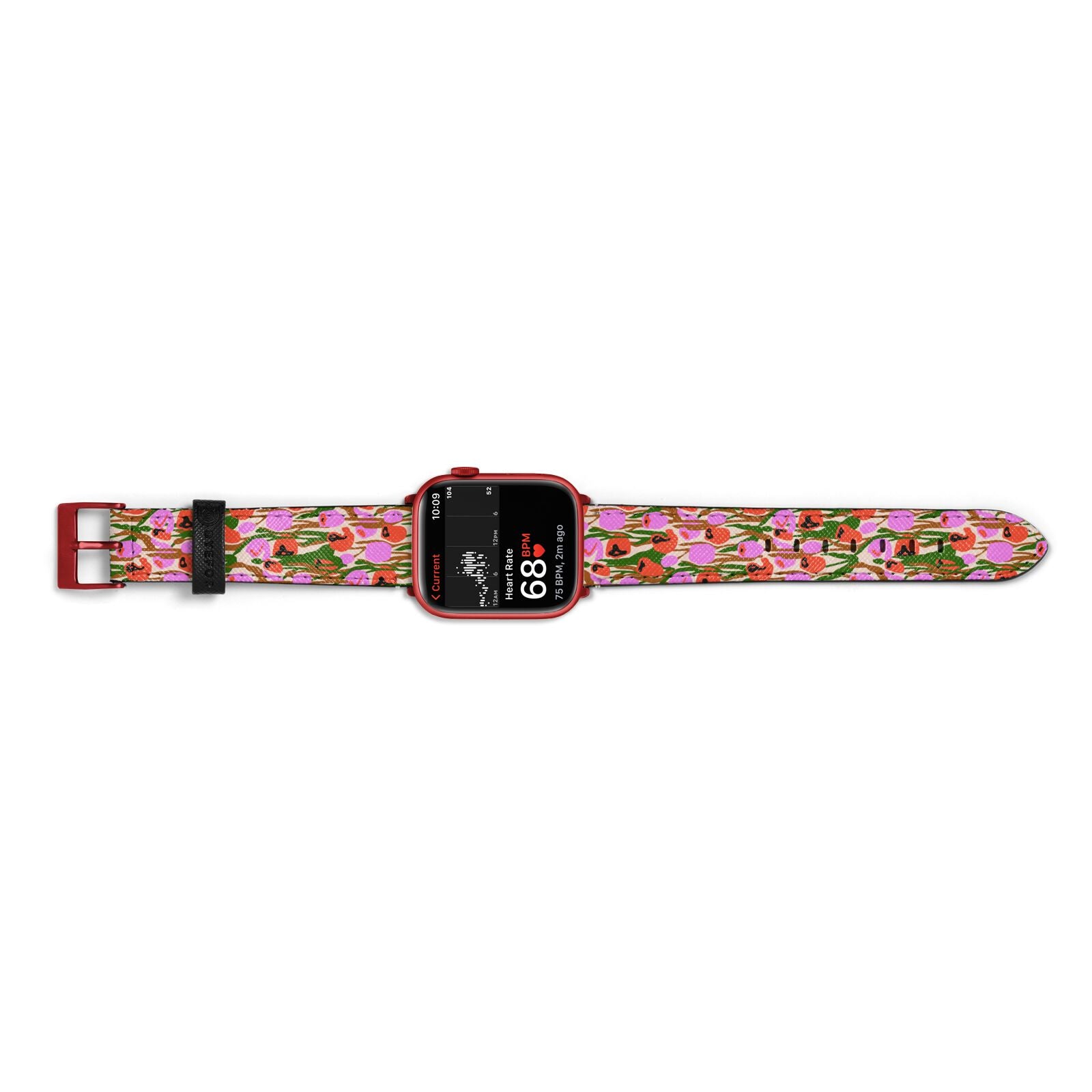 Floral Apple Watch Strap Size 38mm Landscape Image Red Hardware