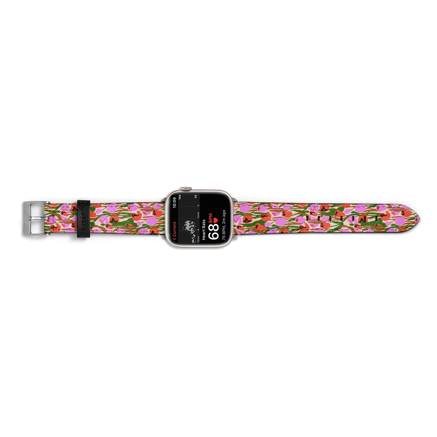 Floral Apple Watch Strap Size 38mm Landscape Image Silver Hardware