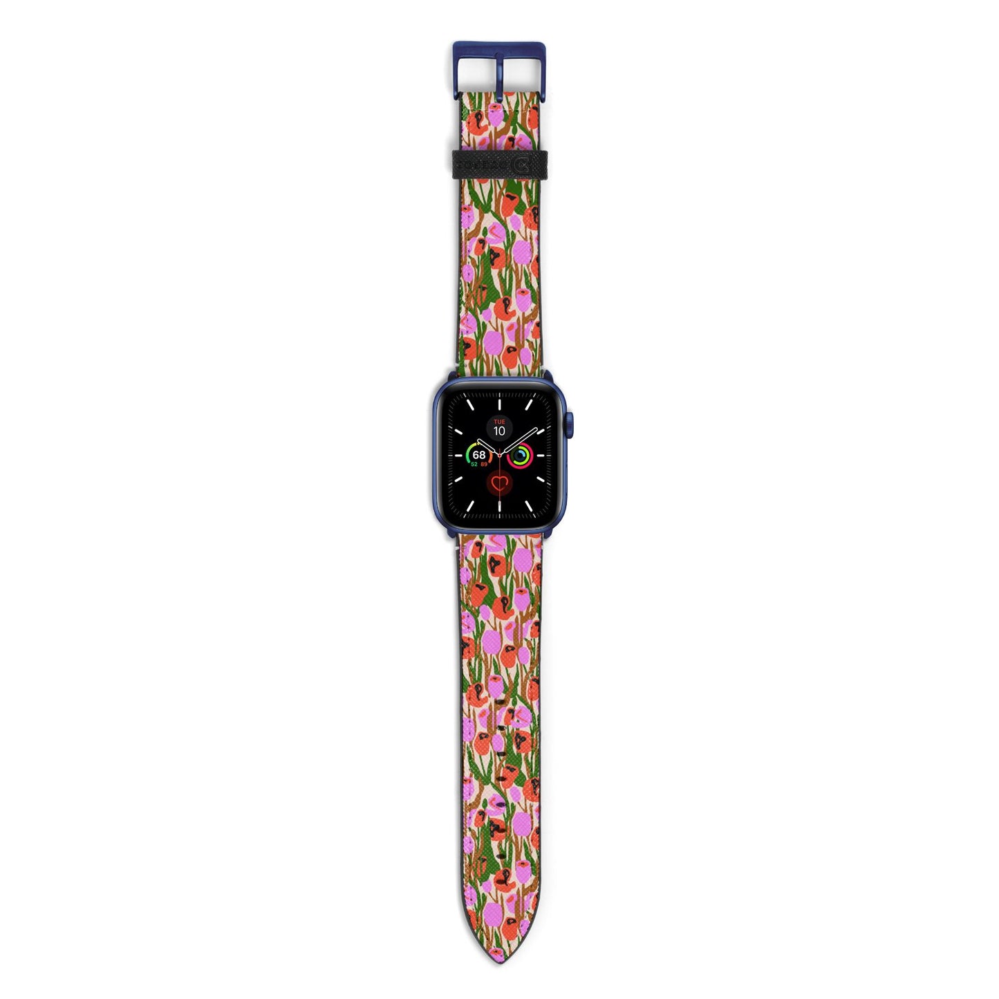 Floral Apple Watch Strap with Blue Hardware
