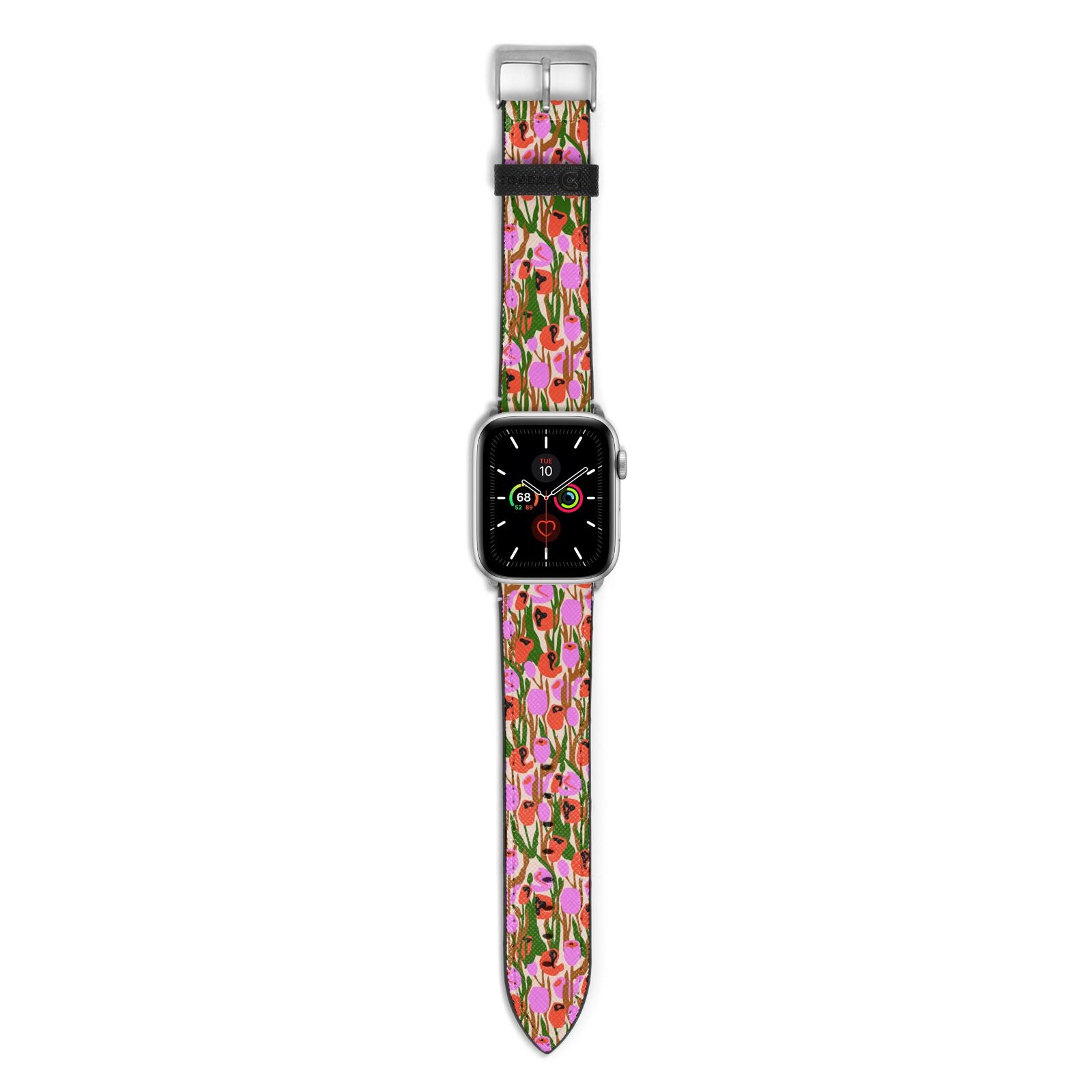 Floral Apple Watch Strap with Silver Hardware