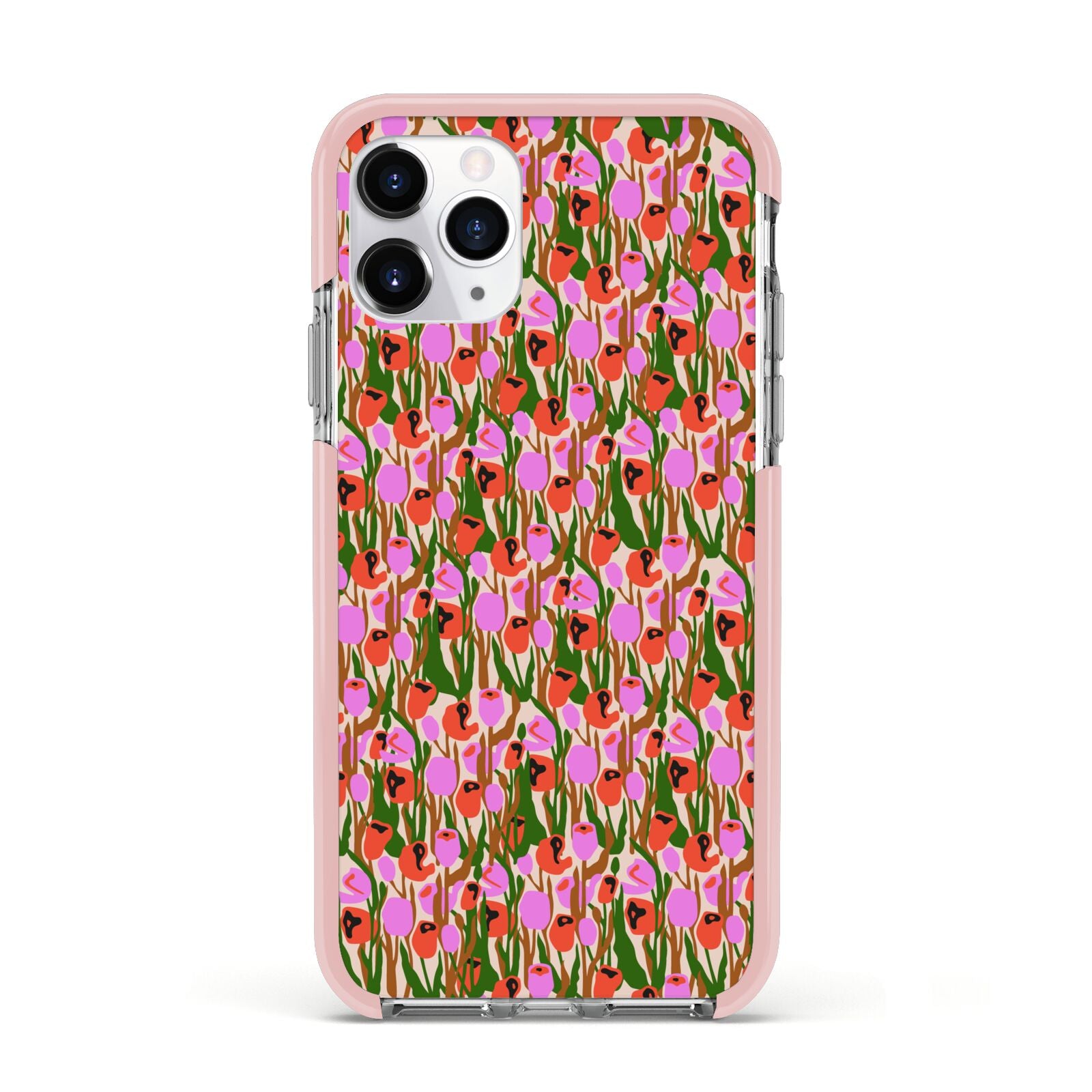 Floral Apple iPhone 11 Pro in Silver with Pink Impact Case