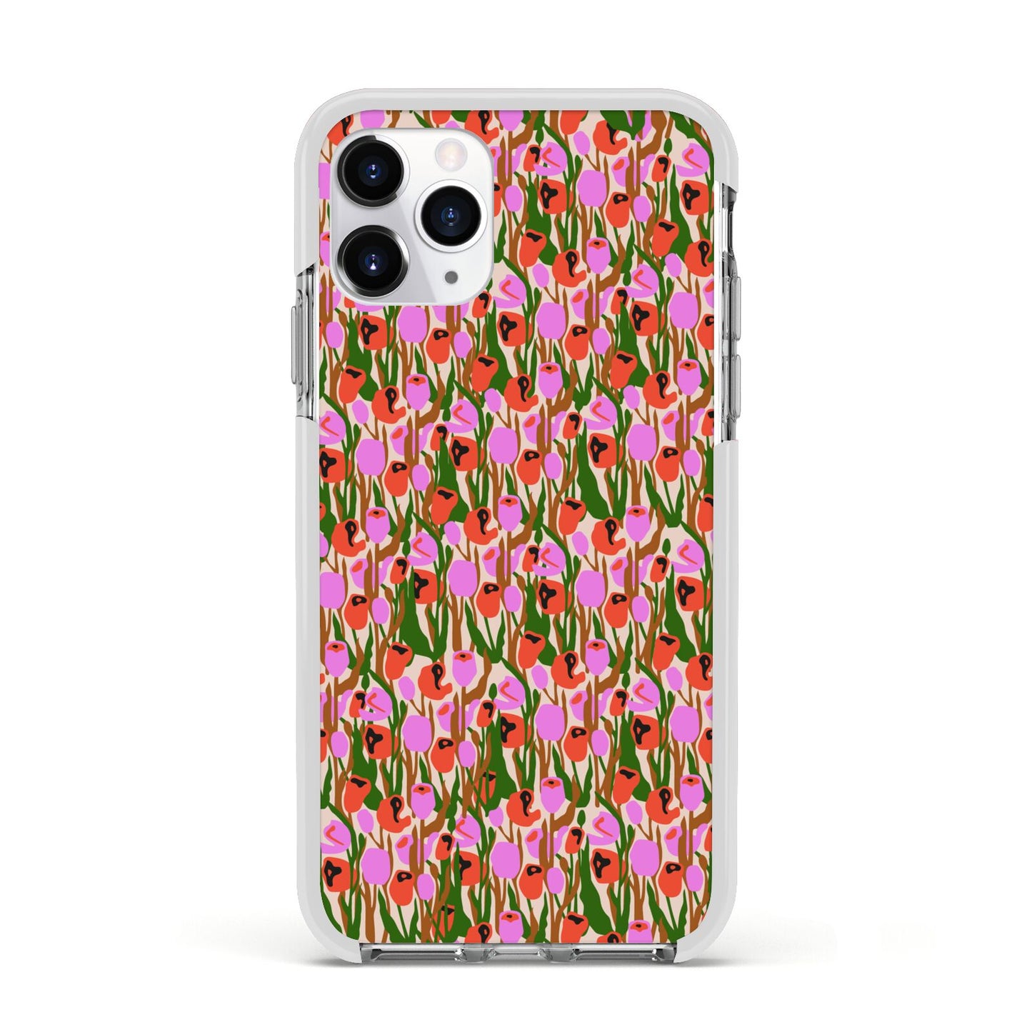 Floral Apple iPhone 11 Pro in Silver with White Impact Case