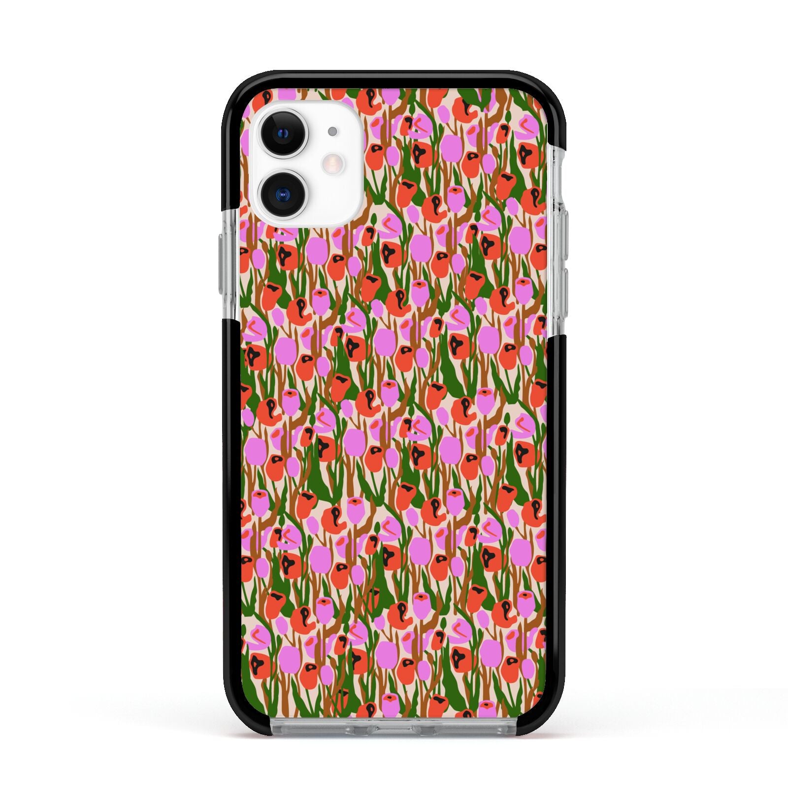 Floral Apple iPhone 11 in White with Black Impact Case