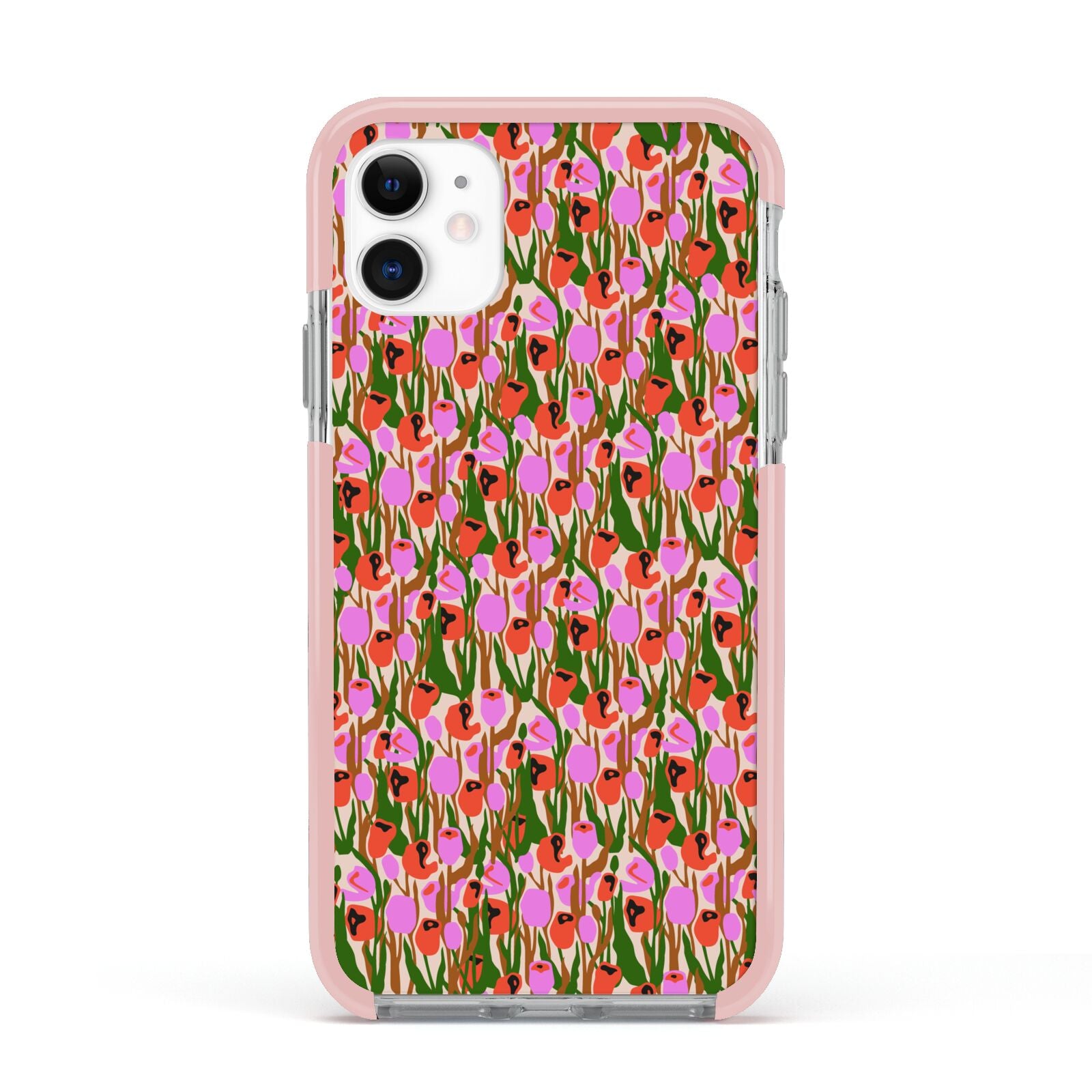 Floral Apple iPhone 11 in White with Pink Impact Case