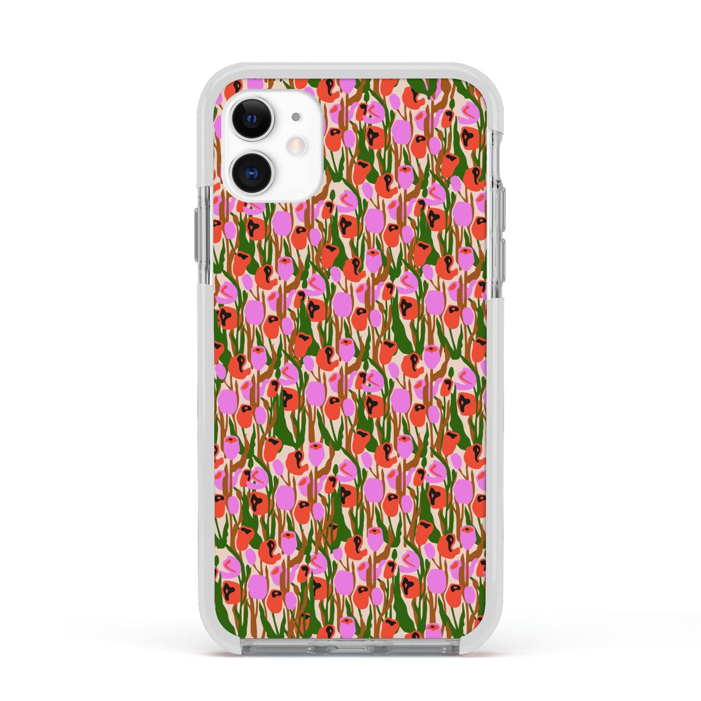 Floral Apple iPhone 11 in White with White Impact Case