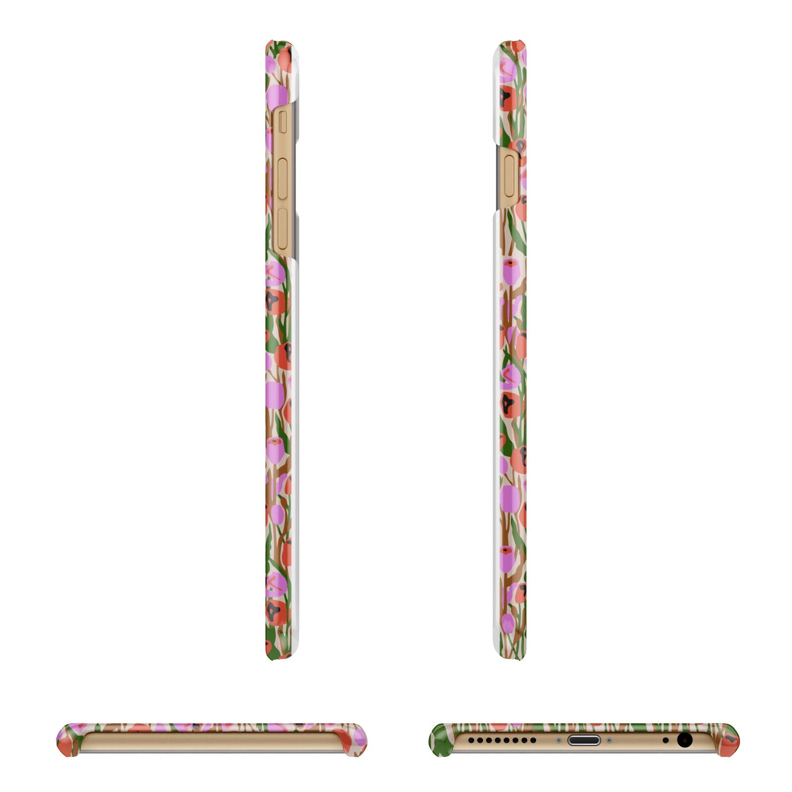 Floral Apple iPhone 6 Plus 3D Wrap Snap Case Angled Images