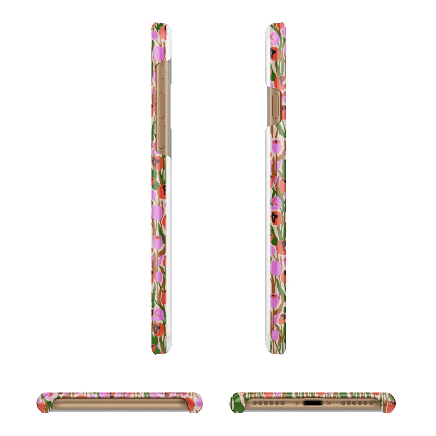 Floral Apple iPhone 7 8 3D Wrap Snap Case Angled Images