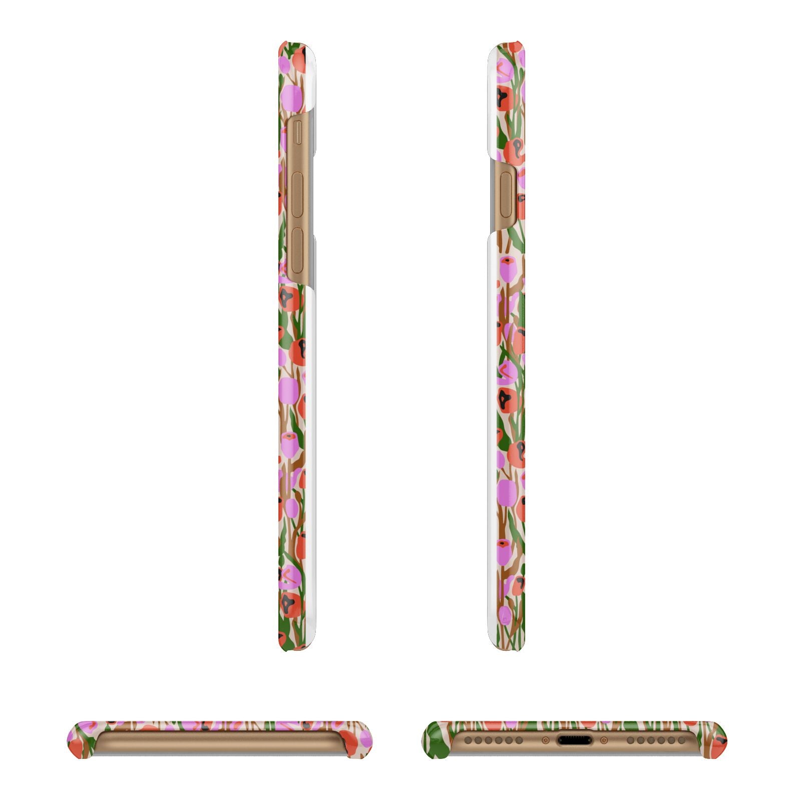 Floral Apple iPhone 7 8 3D Wrap Snap Case Angled Images