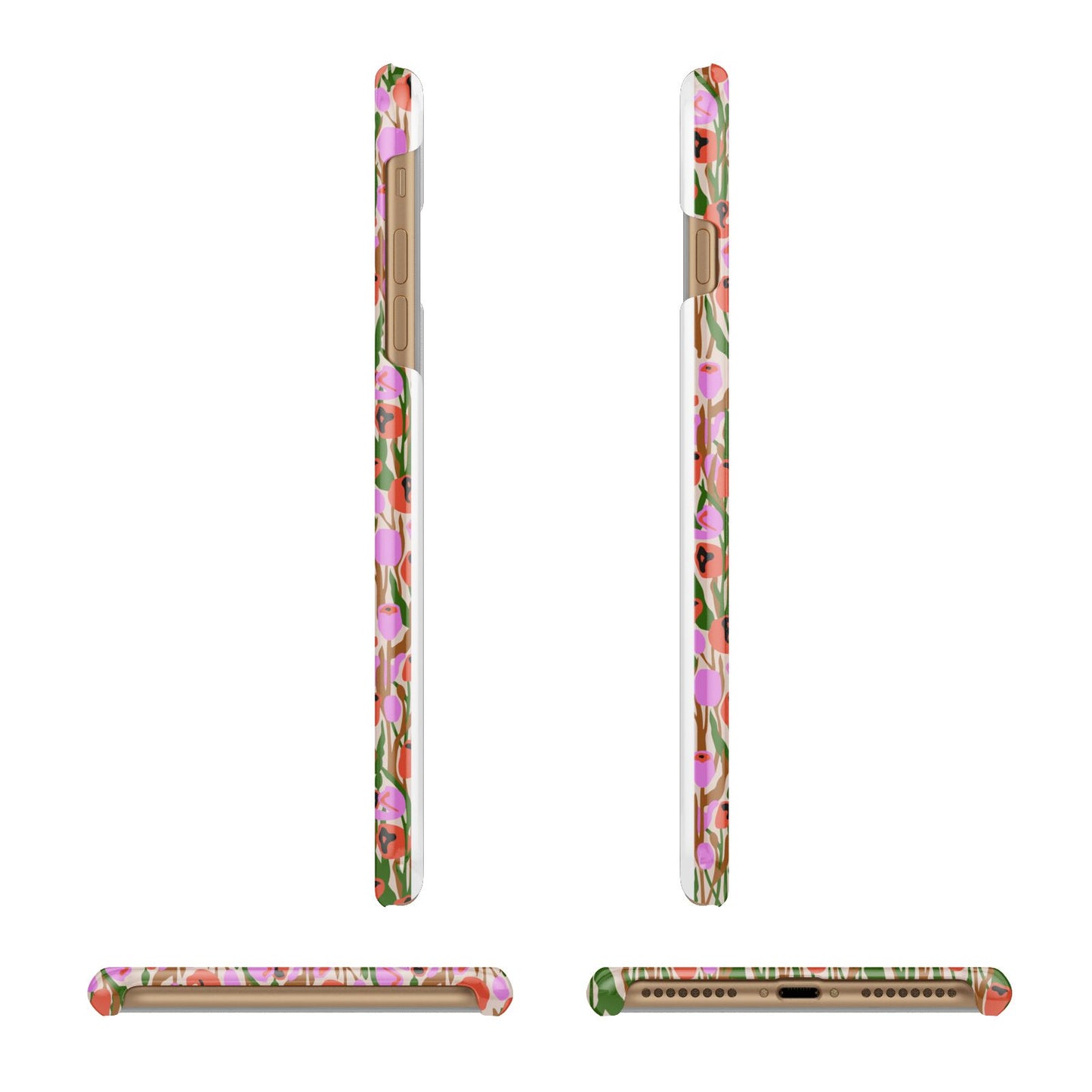 Floral Apple iPhone 7 Plus 3D Wrap Snap Case Angled Images