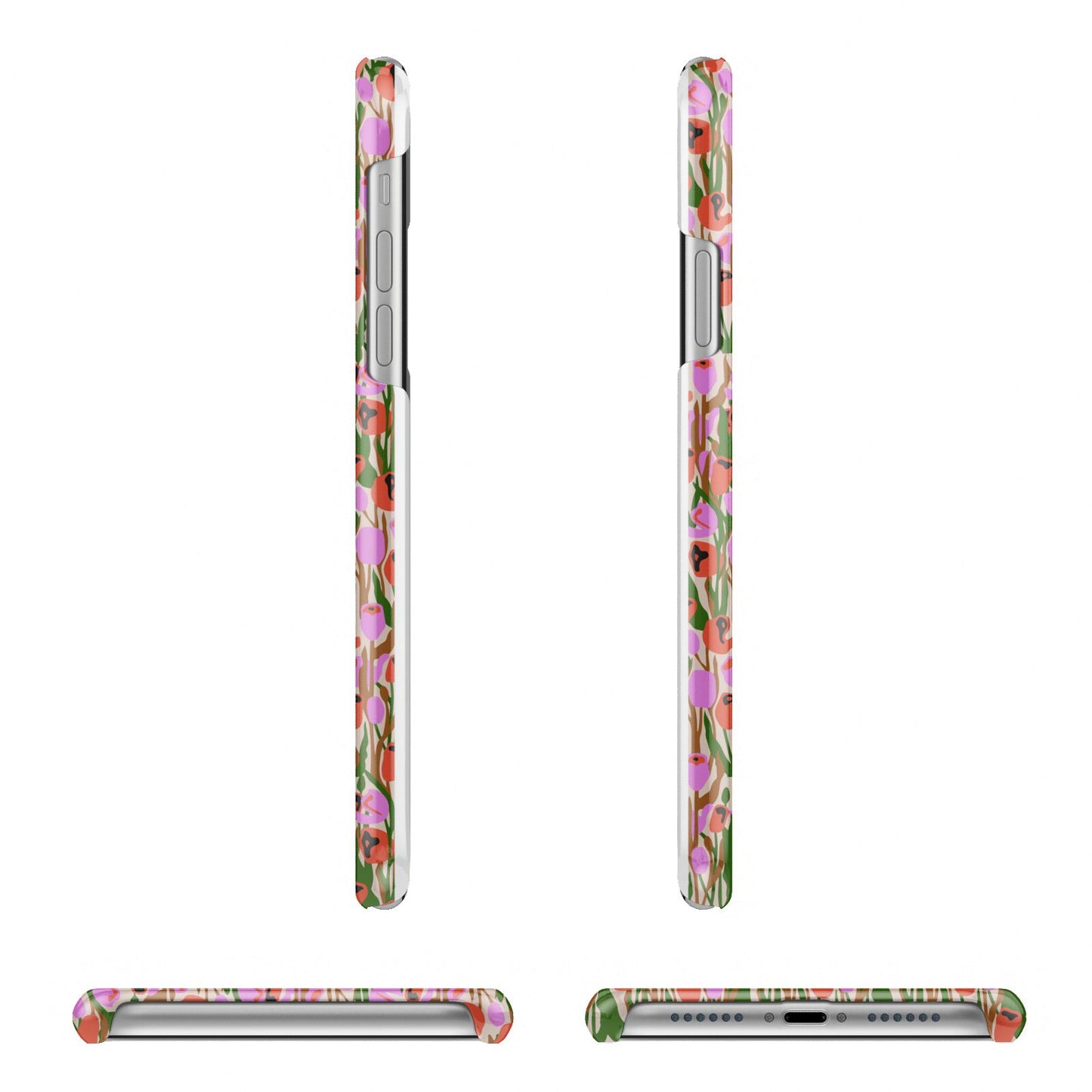 Floral Apple iPhone XR 3D Wrap Snap Case Angled Images on White Phone