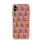 Floral Apple iPhone Xs Impact Case Pink Edge on Gold Phone