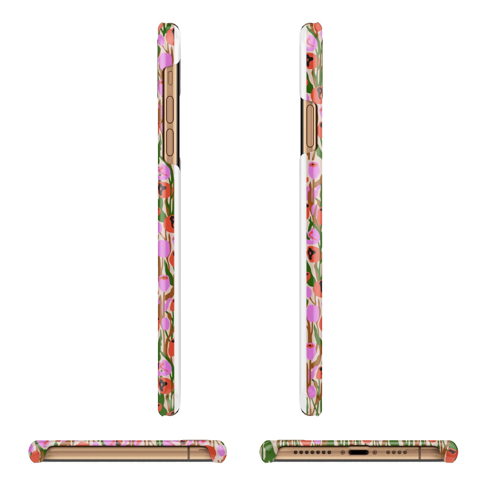 Floral Apple iPhone Xs Max 3D Wrap Snap Case Angled Images