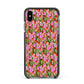 Floral Apple iPhone Xs Max Impact Case Black Edge on Black Phone