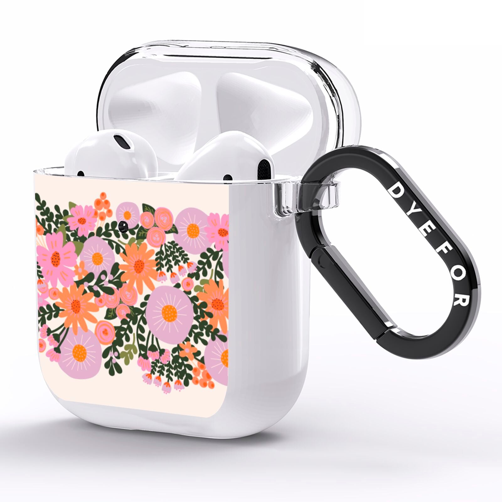 Floral Banner Pattern AirPods Clear Case Side Image