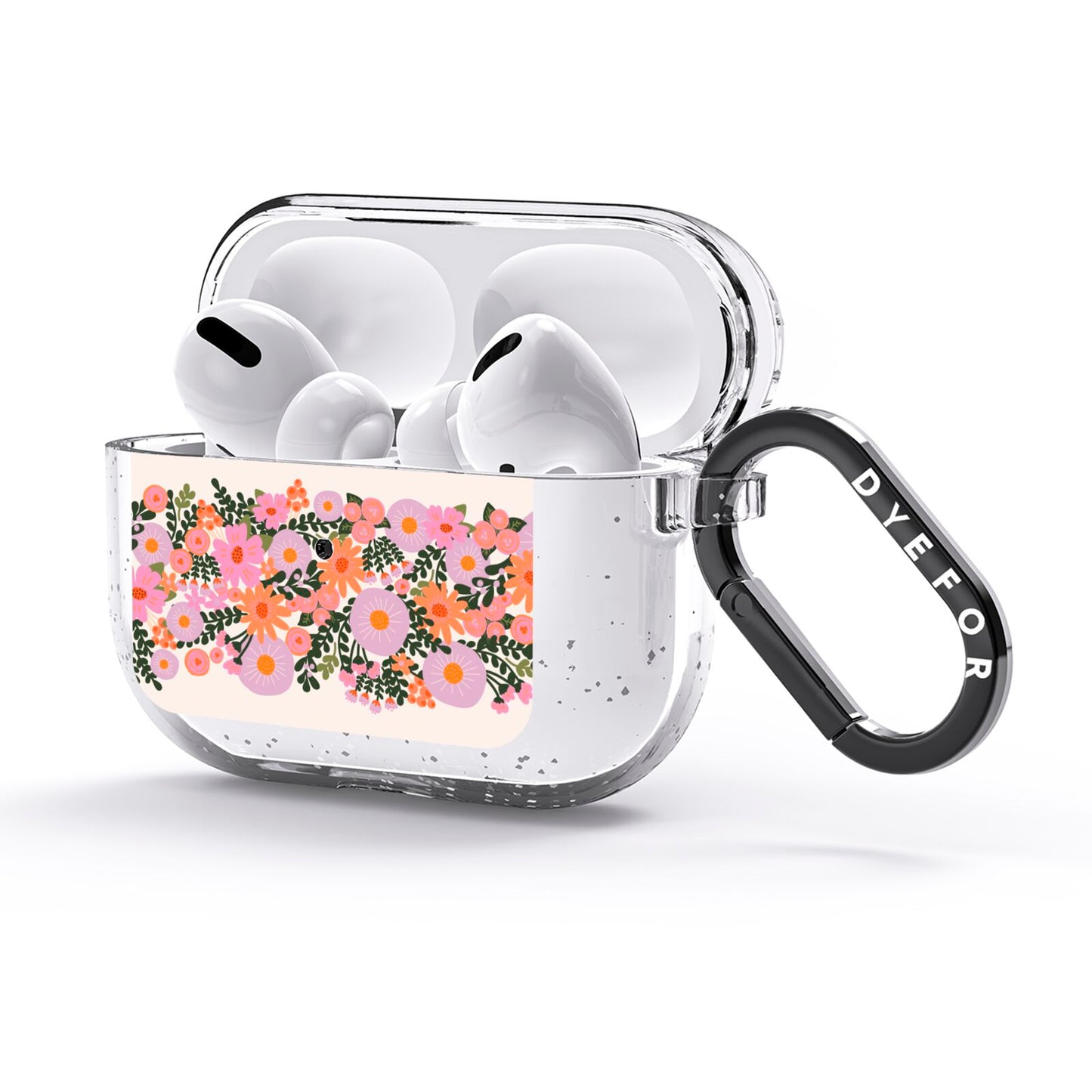 Floral Banner Pattern AirPods Glitter Case 3rd Gen Side Image