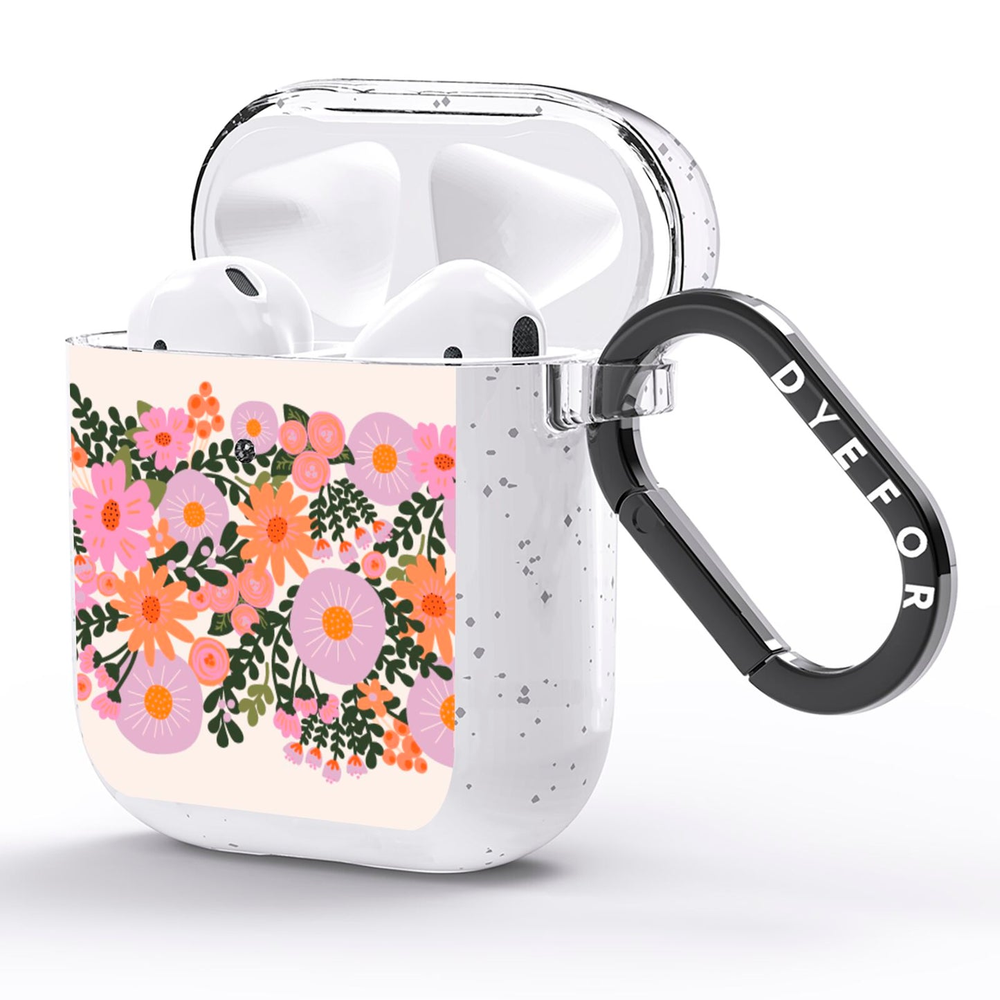 Floral Banner Pattern AirPods Glitter Case Side Image
